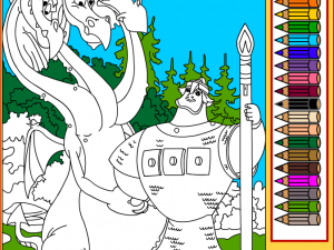 Игра Раскраска: Змеи Горыныч и Добрыня Никитич (Coloring Page Snakes Gorynych and Dobrynya Nikitich) — играть онлайн бесплатно (изображение №4)
