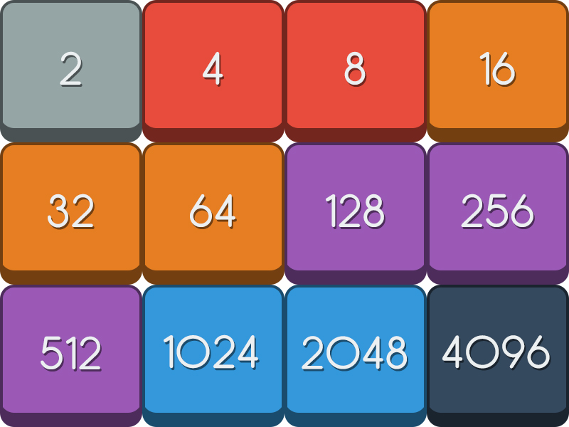 Соединяй числа и получи плитку 4096 в игре "Слияние 4096"...