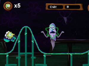 Игра Губка Боб Квадратные Штаны: Опасные Тропы (SpongeBob SquarePants: Tracks of Terror Action) — играть онлайн бесплатно (изображение №3)