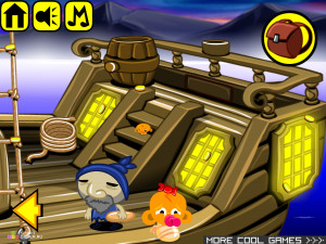 Игра Счастливая Обезьянка 314: Акула Пирата (Monkey GO Happy Stage 314: Pirate Shark) — играть онлайн бесплатно (изображение №3)