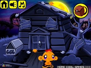 Игра Счастливая Обезьянка 343: Дом с Привидениями (Monkey GO Happy Stage 343: Haunted House) — играть онлайн бесплатно (изображение №2)