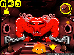 Игра Счастливая Обезьянка 348: Подземелье Дьявола (Monkey GO Happy Stage 348: Devil Dungeon) — играть онлайн бесплатно (изображение №9)
