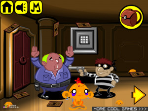 Игра Счастливая Обезьянка 369: Ограбления Банка (Monkey GO Happy Stage 369: Bank Robbery Theme) — играть онлайн бесплатно (изображение №2)