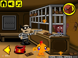 Игра Счастливая Обезьянка 369: Ограбления Банка (Monkey GO Happy Stage 369: Bank Robbery Theme) — играть онлайн бесплатно (изображение №3)