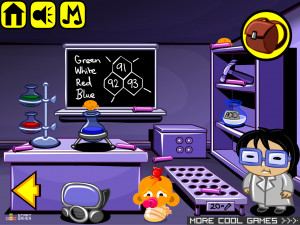 Игра Счастливая Обезьянка 377: Химическая Лаборатория (Monkey GO Happy Stage 377: Chemical Laboratory Theme) — играть онлайн бесплатно (изображение №3)