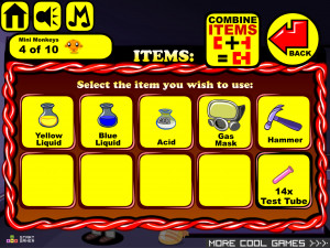 Игра Счастливая Обезьянка 377: Химическая Лаборатория (Monkey GO Happy Stage 377: Chemical Laboratory Theme) — играть онлайн бесплатно (изображение №4)