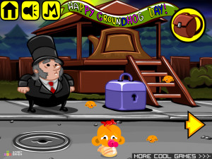 Игра Счастливая Обезьянка 393: День Сурка (Monkey GO Happy Stage 393: Groundhog Day Theme) — играть онлайн бесплатно (изображение №2)
