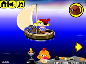 Игра Счастливая Обезьянка 397: Пиратская Битва на День Святого Валентина (Monkey GO Happy Stage 397: Valentines Day Pirate Battle Theme) — играть онлайн бесплатно (изображение №3)