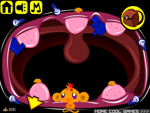 Игра Счастливая Обезьянка 419: Внутри Гигантского Создания (Monkey GO Happy Stage 419: Inside a Giant Creature / Autism Awareness) — играть онлайн бесплатно (изображение №3)