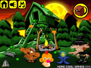 Игра Счастливая Обезьянка 427:  Ведьма В Лесу / Обезьяны-Зомби (Monkey GO Happy Stage 427: Witch in the Forest / Zombie Monkeys Theme) — играть онлайн бесплатно (изображение №2)