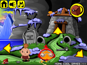 Игра Счастливая Обезьянка 444: Ледяной Король Викингов — Глава 1 (Monkey GO Happy Stage 444: The Viking Ice King — Chapter 1) — играть онлайн бесплатно (изображение №3)