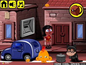 Игра Счастливая Обезьянка 467: Чудо-Женщина, Бэтмен и Супермен (Monkey GO Happy Stage 467: WonderingGirl,  BatBoy and CrazyMan Theme) — играть онлайн бесплатно (изображение №2)