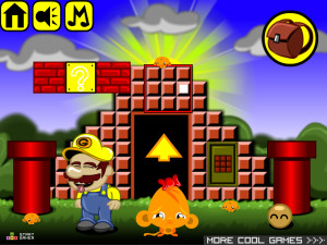 Игра Счастливая Обезьянка 477: Супер Гарио и Расхитительница Гробниц (Monkey GO Happy Stage 477: Super Gario, Tomb Rider Theme) — играть онлайн бесплатно (изображение №2)