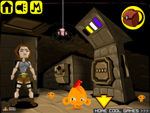 Игра Счастливая Обезьянка 477: Супер Гарио и Расхитительница Гробниц (Monkey GO Happy Stage 477: Super Gario, Tomb Rider Theme) — играть онлайн бесплатно (изображение №3)