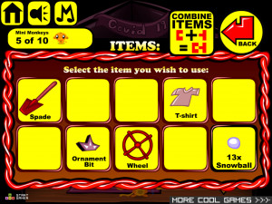 Игра Счастливая Обезьянка 481: Гринч Снежный Бой (Monkey GO Happy Stage 481: Covid Grinch SnowBall Fight Theme) — играть онлайн бесплатно (изображение №4)