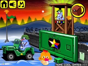 Игра Счастливая Обезьянка 487: Рождественская Армия Снеговиков (Monkey GO Happy Stage 487: Snowmen Army Christmas Theme) — играть онлайн бесплатно (изображение №2)