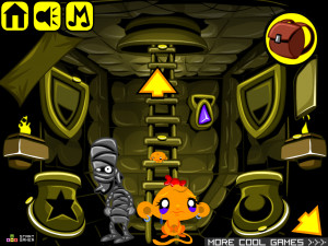 Игра Счастливая Обезьянка 494: Золотые Змеи (Monkey GO Happy Stage 494: Golden Snakes) — играть онлайн бесплатно (изображение №6)