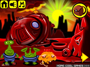 Игра Счастливая Обезьянка 506: Маленькие Зеленые Человечки (Monkey GO Happy Stage 506: Little Green Men) — играть онлайн бесплатно (изображение №3)