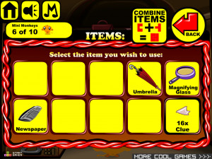 Игра Счастливая Обезьянка 507: Детектив, Подсказка, Тайны, Улики (Monkey GO Happy Stage 507: Monkey detective, clue ,mysteries, evidence theme) — играть онлайн бесплатно (изображение №4)