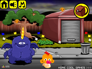 Игра Счастливая Обезьянка 525: Фиолетовый Пожиратель, У Которого Аллергия На Людей! (Monkey GO Happy Stage 525: Purple people eater that is allergic to people!) — играть онлайн бесплатно (изображение №2)