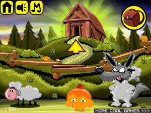 Игра Счастливая Обезьянка 531: Волк в овечьей шкуре и барашек Мэри (Monkey GO Happy Stage 531: The Wolf in sheep's clothing and Mary's little lamb Theme) — играть онлайн бесплатно (изображение №2)