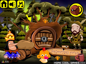 Игра Счастливая Обезьянка 541: Робин Гуд и лес Шермонки (Monkey GO Happy Stage 541: Robin Hood (aka Robin V) and the Shermonkey Forest Theme) — играть онлайн бесплатно (изображение №2)