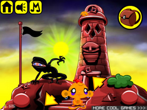 Игра Счастливая Обезьянка 546: Сокровища Ниндзя (Monkey GO Happy Stage 546: Ninja Treasure) — играть онлайн бесплатно (изображение №4)