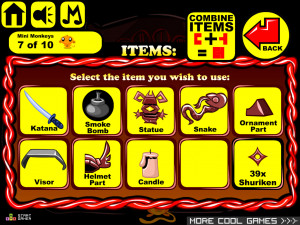 Игра Счастливая Обезьянка 546: Сокровища Ниндзя (Monkey GO Happy Stage 546: Ninja Treasure) — играть онлайн бесплатно (изображение №9)