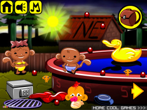 Игра Счастливая Обезьянка 547: Летняя Вечеринка у Бассейна (Monkey GO Happy Stage 547: Summertime Pool Party with Monkeys and Fishies Theme) — играть онлайн бесплатно (изображение №2)