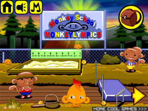 Игра Счастливая Обезьянка 555: Олимпийские Игры (Monkey GO Happy Stage 555: Monkey lympics Get those monkeys back to school Theme) — играть онлайн бесплатно (изображение №2)