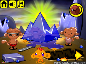 Игра Счастливая Обезьянка 563: Обезьяны на Ледниках в Жару (Monkey GO Happy Stage 563: Monkeys on Glaciers in a Heat Wave theme) — играть онлайн бесплатно (изображение №2)