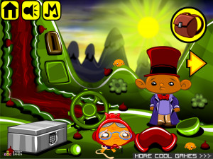 Игра Счастливая Обезьянка 565: Обезьяна Вонка и Шоколадная Фабрика (Monkey GO Happy Stage 565: Monkey Wonka and the Chocolate Factory theme) — играть онлайн бесплатно (изображение №2)