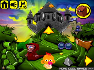 Игра Счастливая Обезьянка 566: Золотые Драгоценности (Monkey GO Happy Stage 566: Golden Jewels) — играть онлайн бесплатно (изображение №2)