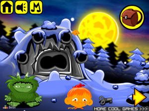 Игра Счастливая Обезьянка 580: Золото Йети (Monkey GO Happy Stage 580: Yeti Gold) — играть онлайн бесплатно (изображение №3)