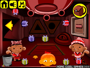 Игра Счастливая Обезьянка 589: Помощники Помогают Санте Доставлять Подарки (Monkey GO Happy Stage 589: Reindeer Monkeys help Santa deliver presents) — играть онлайн бесплатно (изображение №3)