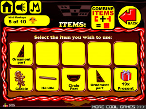 Игра Счастливая Обезьянка 589: Помощники Помогают Санте Доставлять Подарки (Monkey GO Happy Stage 589: Reindeer Monkeys help Santa deliver presents) — играть онлайн бесплатно (изображение №4)