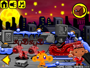 Игра Счастливая Обезьянка 591: Бэтмен и Робин Против Санта-Клауса (Monkey GO Happy Stage 591: Batmonkey and Robin vs. Santa Claus) — играть онлайн бесплатно (изображение №3)