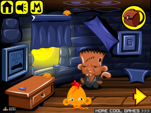 Игра Счастливая Обезьянка 603: Франкенштейн Против Оборотня (Monkey GO Happy Stage 603: Frankenstein's Monkey versus Wolfman) — играть онлайн бесплатно (изображение №2)