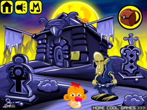 Игра Счастливая Обезьянка 604: Надгробное Сокровище (Monkey GO Happy Stage 604: Tombstone Treasure) — играть онлайн бесплатно (изображение №2)