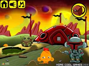 Игра Счастливая Обезьянка 607: Монкелориан и Монке Фетт (Monkey GO Happy Stage 607: Monkelorian and Monke Fett) — играть онлайн бесплатно (изображение №2)