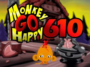 Игра Счастливая Обезьянка 610: Огненное Лицо (Monkey GO Happy Stage 610: Fire Face) — играть онлайн бесплатно (изображение №1)