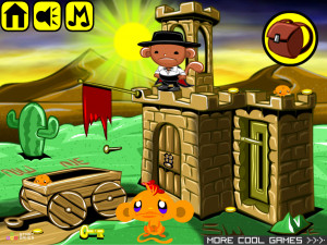 Игра Счастливая Обезьянка 619: Зорро  (Monkey GO Happy Stage 619: Monkey Zorro, The Masked Swordsman) — играть онлайн бесплатно (изображение №2)