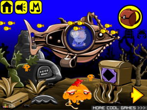 Игра Счастливая Обезьянка 629: Подводная Лодка с Капитаном Немо (Monkey GO Happy Stage 629: Nautilus Submarine With Captain Nemo Cleans Up Ocean Floor And Catches Polluters In The Act) — играть онлайн бесплатно (изображение №2)