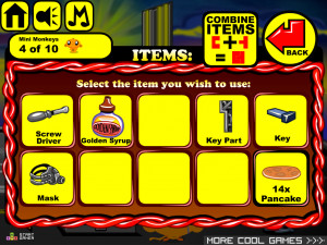 Игра Счастливая Обезьянка 631 (Monkey GO Happy Stage 631: TOP BANANA Monkeyverick (Top Gun theme) pipi langkous / Shoot mania) — играть онлайн бесплатно (изображение №4)