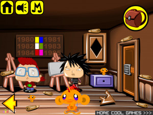 Игра Счастливая Обезьянка 643 (Monkey GO Happy Stage 643: 80s rock boy unable to draw in his art class, scared of his power of drawing future events that always seems to happen) — играть онлайн бесплатно (изображение №3)
