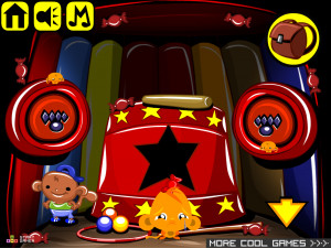 Игра Счастливая Обезьянка 653: Цирк Обезьян  (Monkey GO Happy Stage 653: Stranger Monkeys Whack-a-M(ole)onkey Monkey Circus Theme) — играть онлайн бесплатно (изображение №3)