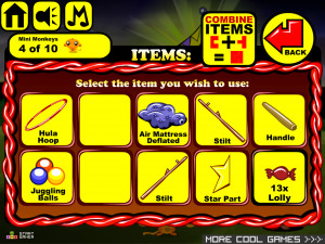 Игра Счастливая Обезьянка 653: Цирк Обезьян  (Monkey GO Happy Stage 653: Stranger Monkeys Whack-a-M(ole)onkey Monkey Circus Theme) — играть онлайн бесплатно (изображение №4)