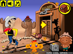 Игра Счастливая Обезьянка 663 (Monkey GO Happy Stage 663: Lucky Luke theme - the man who shoots faster then his own shadow) — играть онлайн бесплатно (изображение №2)