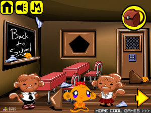 Игра Счастливая Обезьянка 665 (Monkey GO Happy Stage 665: Back-to-School Monkies don't want to go! Want to stay home!) — играть онлайн бесплатно (изображение №2)