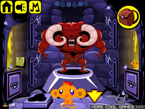 Игра Счастливая Обезьянка 666: Ожерелье Дьявола (Monkey GO Happy Stage 666: Devils Necklace) — играть онлайн бесплатно (изображение №3)